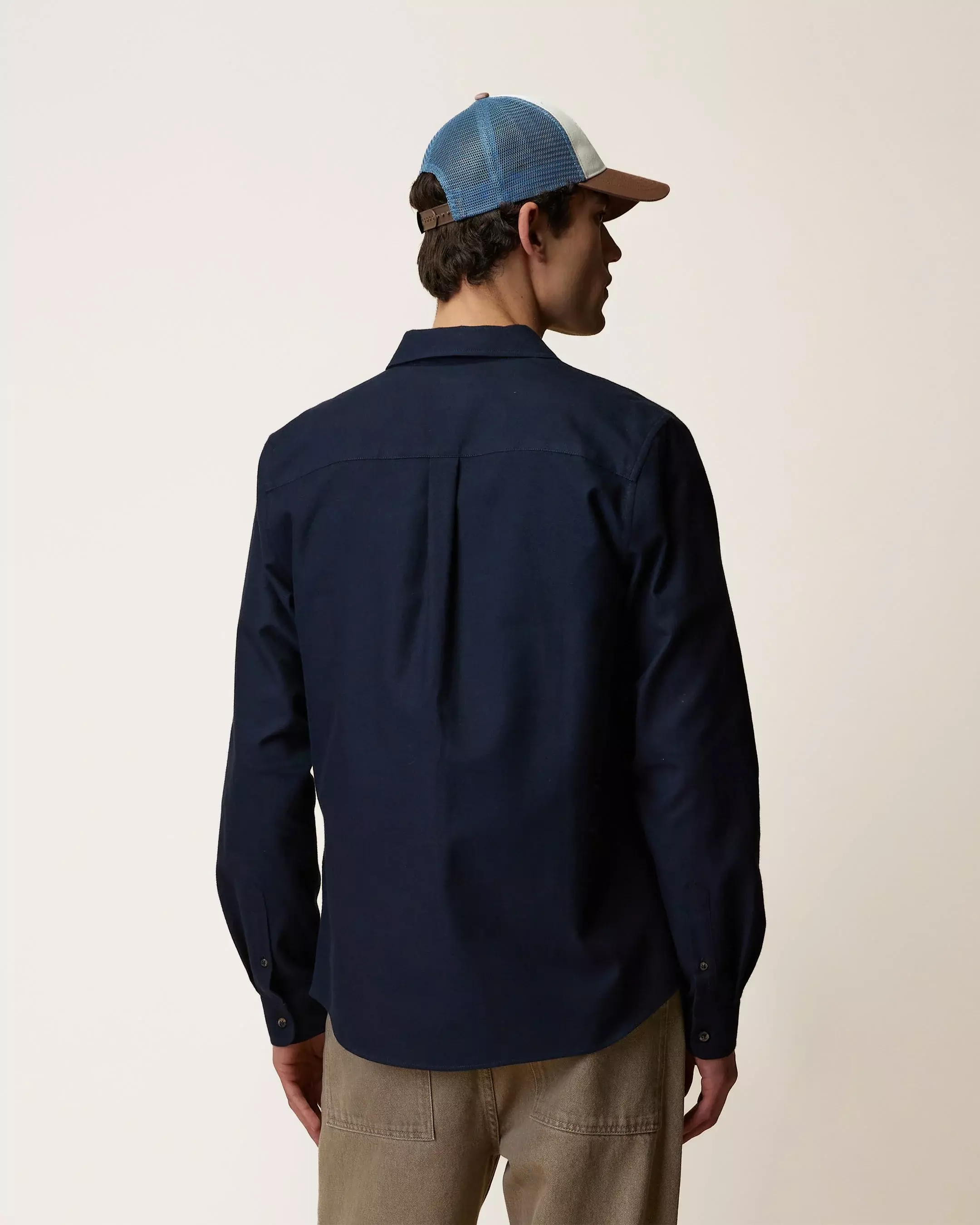 Faguo Ivoy Oxford Hemd Navy Herren Baumwolle blau